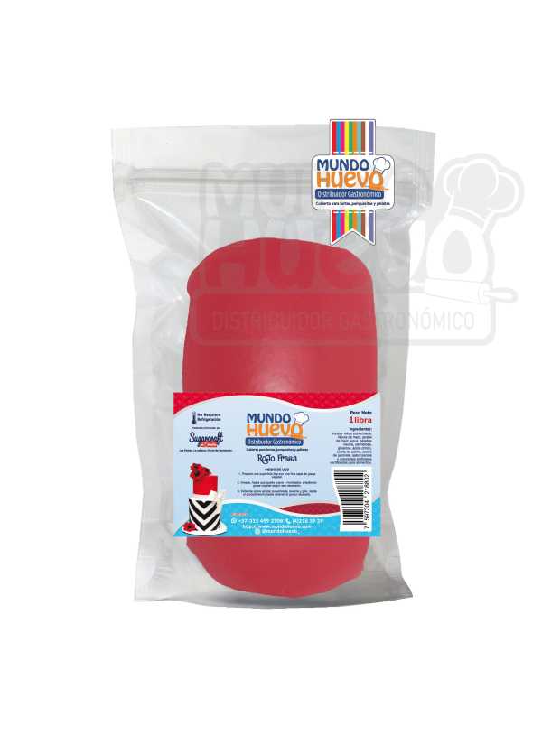 Fondant Rojo Fresa Mundo Huevo x 500 Gr