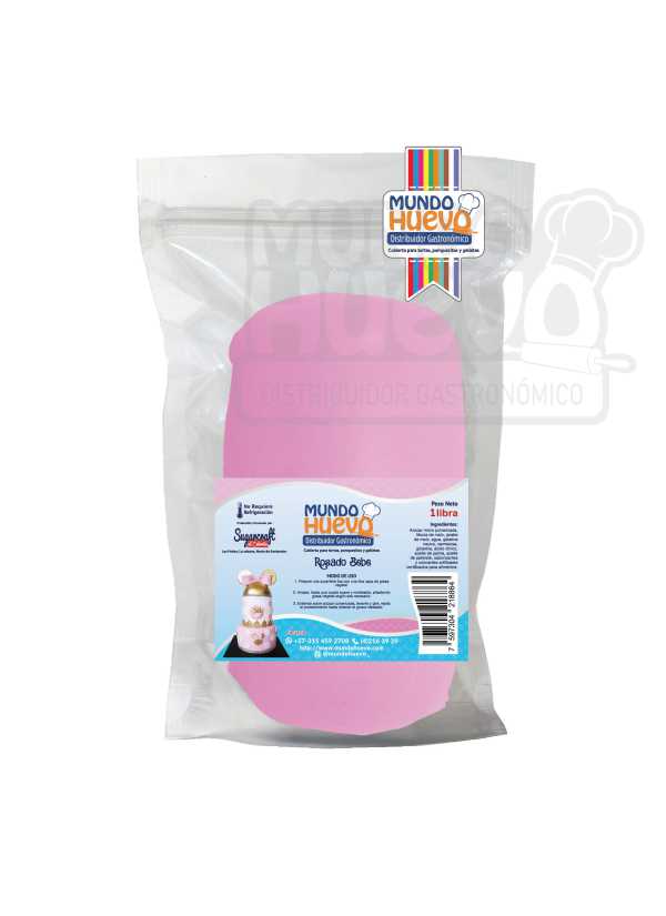 Fondant Rosado Bebé Mundo Huevo x 500 Gr