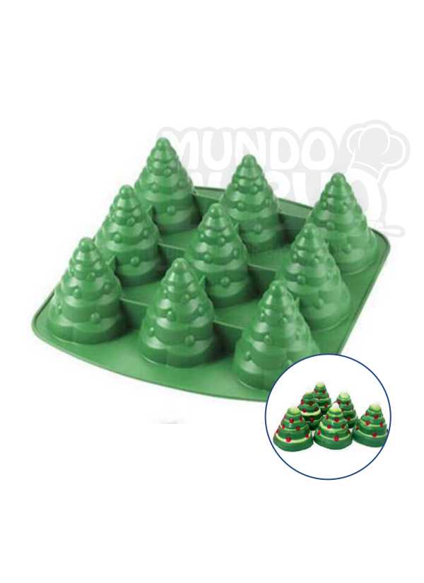 Molde de Silicona Árbol De Navidad 3D X 9 Cavidades