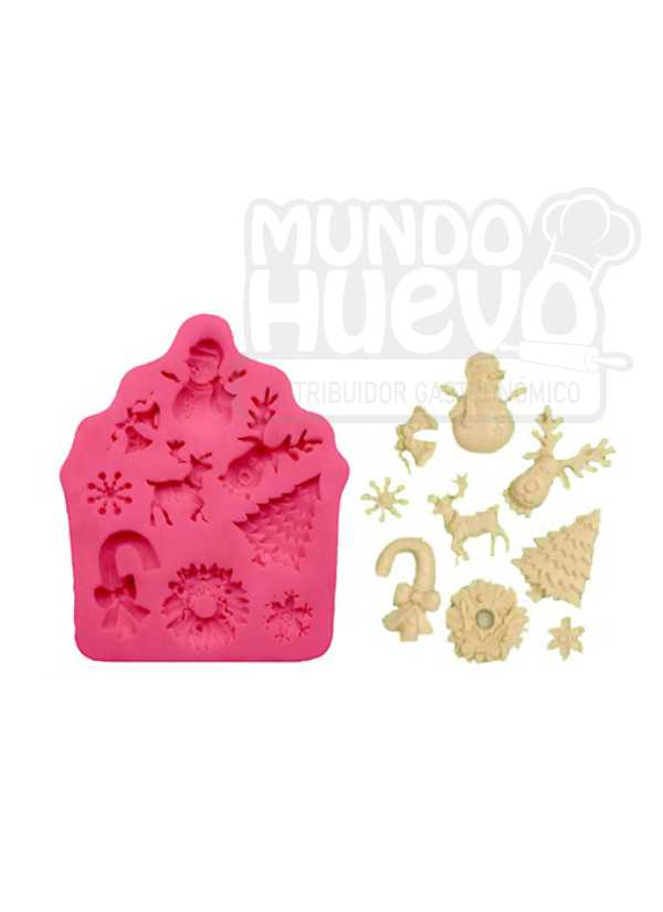 Molde de Silicona Figuras Navidad Surtidas X 9 Cavidades